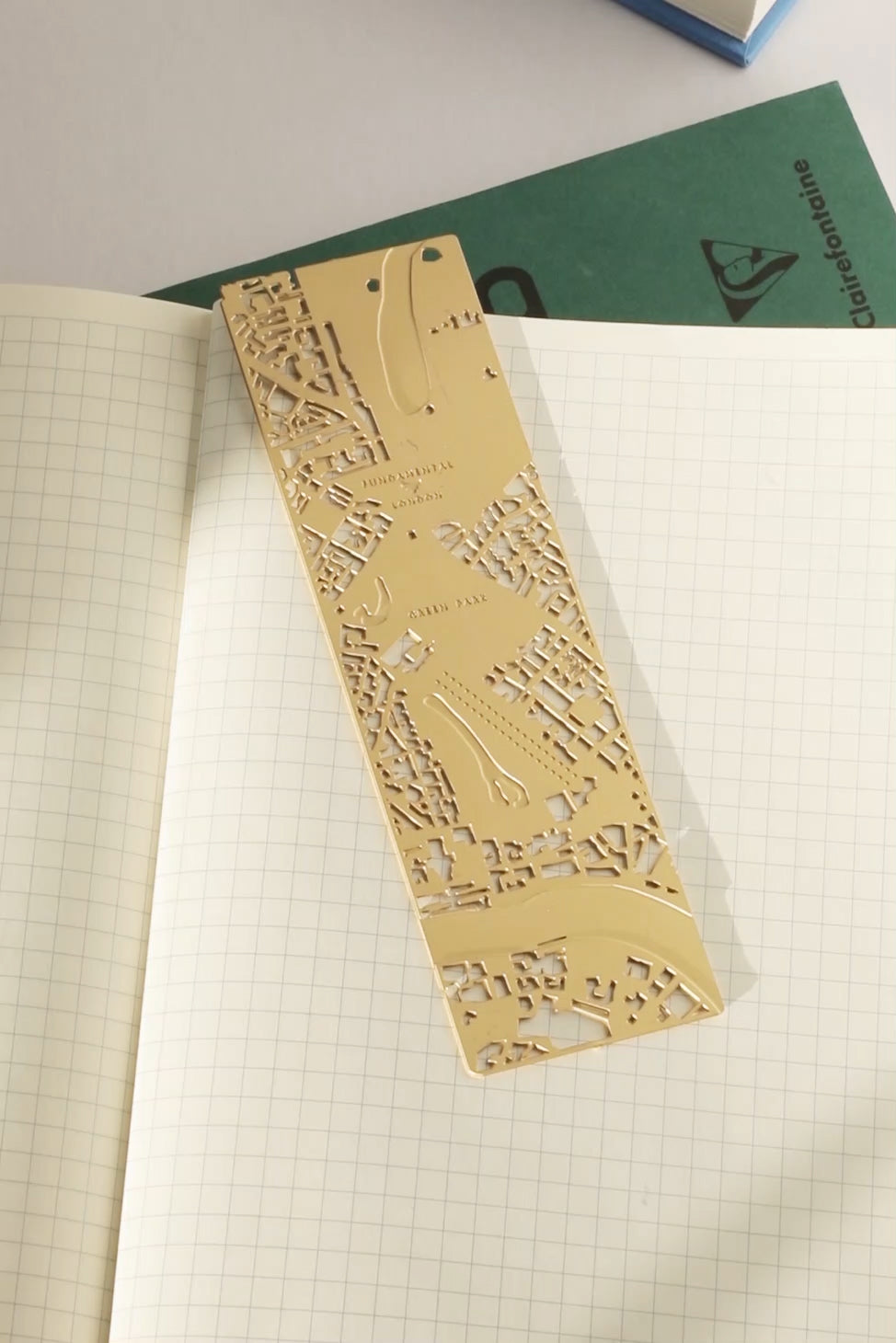 London Bookmark tucked into a grid notebook