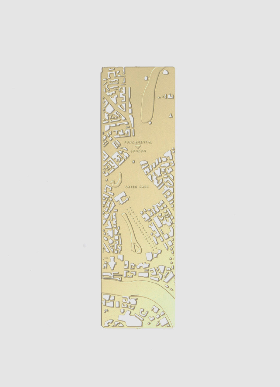 London Bookmark in brass, cut with the street plan of London