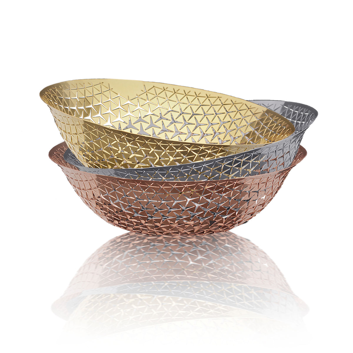 Push Small Bowls in brass and copper, stacked